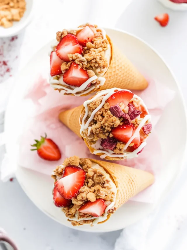 Strawberry Crunch Cheesecake Cones
